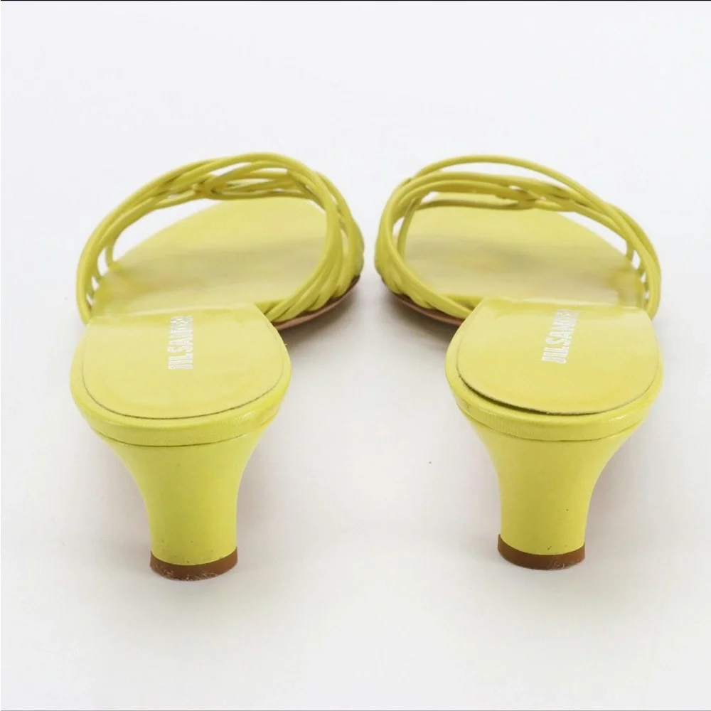Jil Sander Strappy Leather Kitten Heels in Box - yellow - Picture 4 of 7